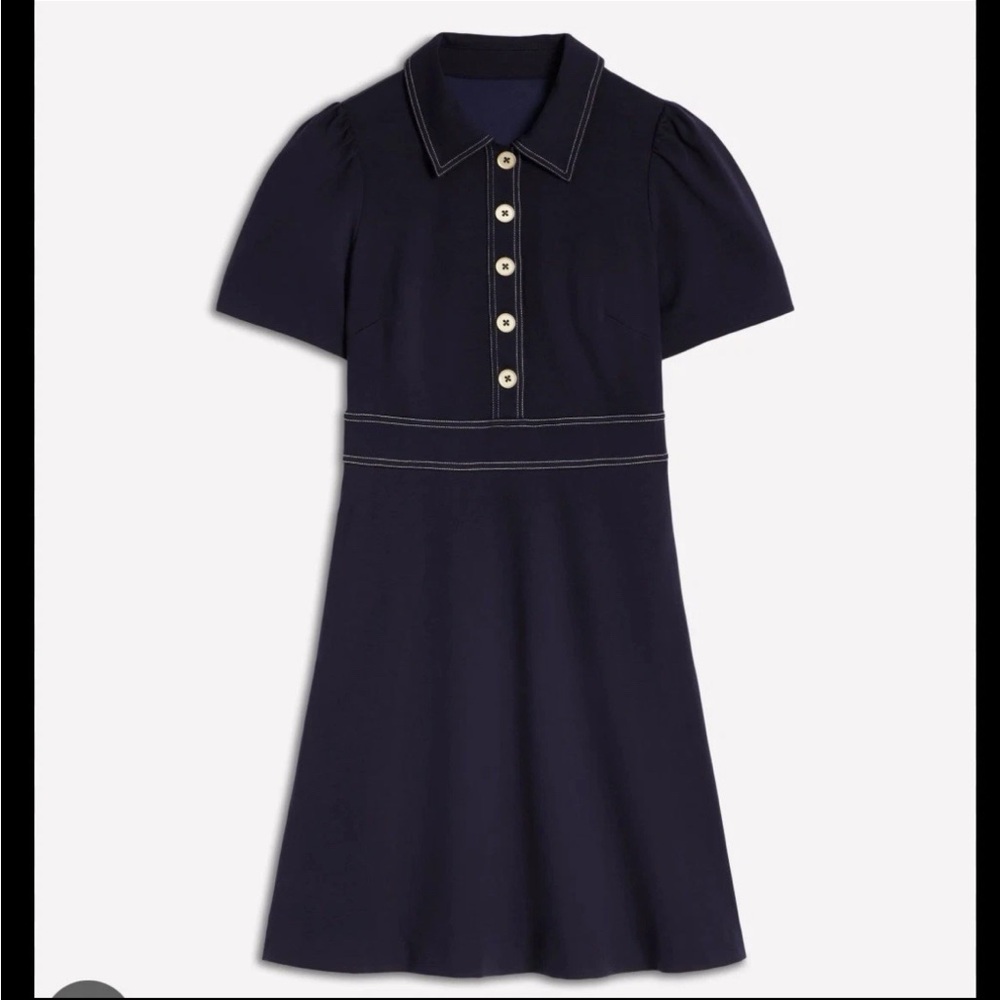Boden Navy Polo Dress with Contrast Stitching